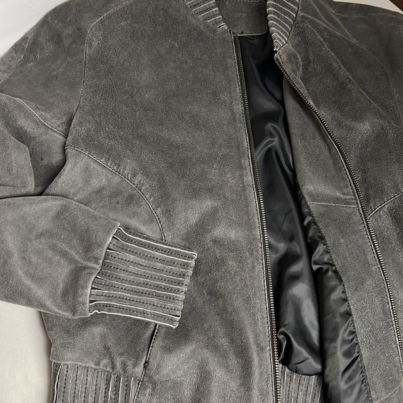 Vintage Cigno Nero Leather Suede Zip Up Jacket Gray Size Small - Picture 8 of 15